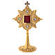 Reliquary in brass gold leaf crystals shrine 4.5x4 cm s1