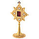 Reliquary in brass gold leaf crystals shrine 4.5x4 cm s3