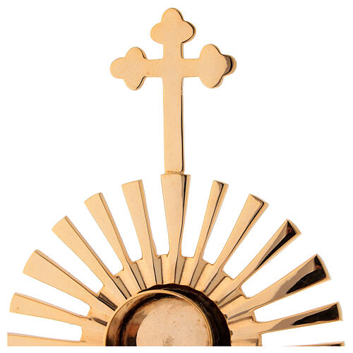 Reliquiar vergoldten Messing dreilappigen Kreuz und Strahlen 32cm 3