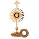 Reliquiar vergoldten Messing dreilappigen Kreuz und Strahlen 32cm s2