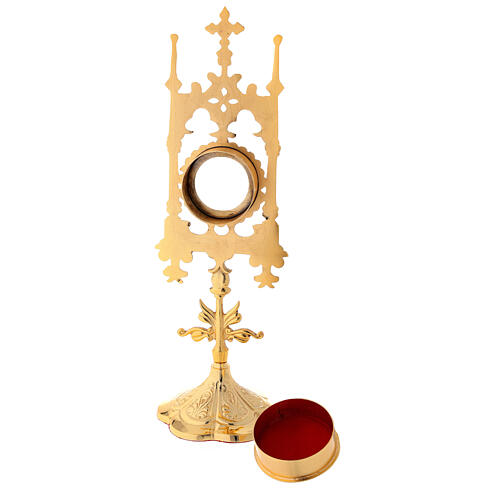 Reliquary in gilded brass with stones 31 cm 5