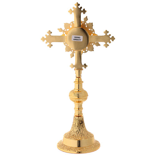 Reliquiar vergoldeten Messing Kreuz mit Steinen 27cm 6