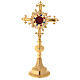 Reliquiar vergoldeten Messing Kreuz mit Steinen 27cm s1