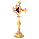Reliquiar vergoldeten Messing Kreuz mit Steinen 27cm s5
