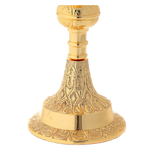 Gold plated brass reliquary with satin finish and stones 10 1/2 in 4