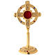 Reliquiar gotisches Kreuz vergoldeten Messing 32cm s1