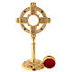 Reliquiar gotisches Kreuz vergoldeten Messing 32cm s3
