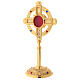 Reliquiar gotisches Kreuz vergoldeten Messing 32cm s5