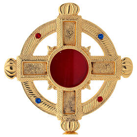 Gold plated brass reliquary with satin finish 12 1/2 in