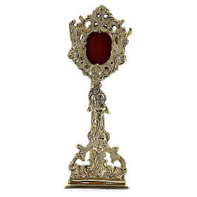 Reliquary with flower pattern, gold plated brass 22 cm
