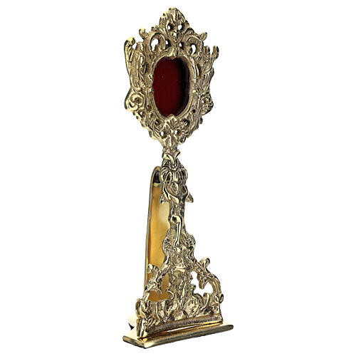 Floral decorated reliquary in gold plated brass 8 1/2 in 3