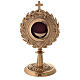 Gold plated brass monstrance with laurel wreath h 27 cm s1