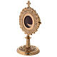 Gold plated brass monstrance with laurel wreath h 27 cm s2
