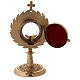 Gold plated brass monstrance with laurel wreath h 27 cm s4