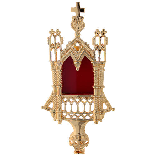 Reliquiar gotischen Stil vergoldeten Messing 28cm 2