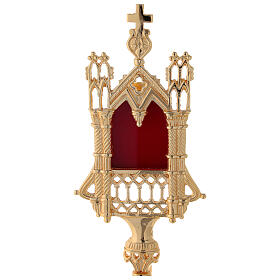 Neo-Gothic reliquary of gold plated brass h 28 cm
