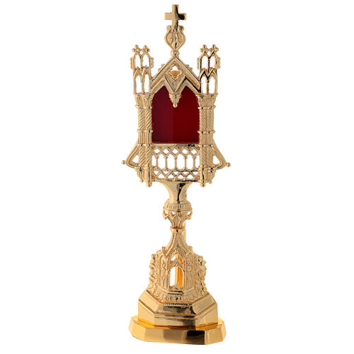 Neo-Gothic reliquary of gold plated brass h 28 cm 1