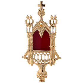 Reliquiario neogotico ottone dorato altezza 28 cm