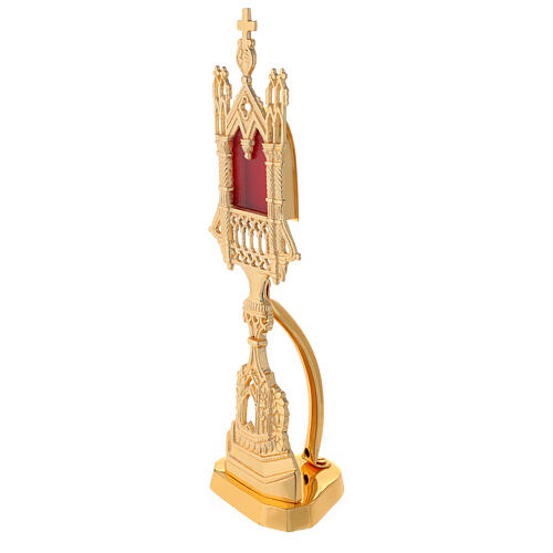 Reliquiario neogotico ottone dorato altezza 28 cm 3