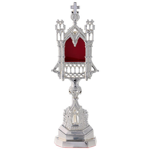 Neo-Gothic reliquary of silver-plated brass 28 cm 1
