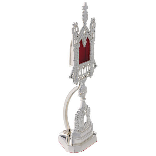 Neogothic reliquary in silver-plated brass 11 in 4