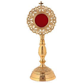 Baroque reliquary in gold plated brass h 11 in