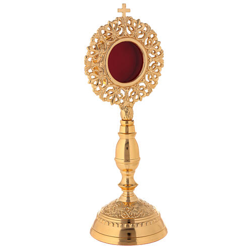 Baroque reliquary in gold plated brass h 11 in 4