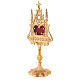 Neo-Gothic reliquary in golden brass with red velvet h 32 cm s3
