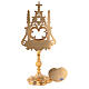 Neo-Gothic reliquary in golden brass with red velvet h 32 cm s5