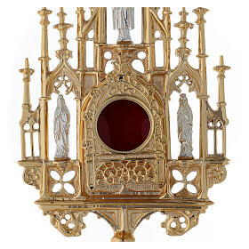 Reliquary in neo-Gothic gold-plated brass with statuettes h 57