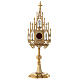 Reliquary in neo-Gothic gold-plated brass with statuettes h 57 s1