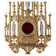 Reliquary in neo-Gothic gold-plated brass with statuettes h 57 s2