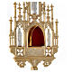 Reliquary in neo-Gothic gold-plated brass with statuettes h 57 s6