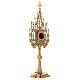 Neogothic gold plated brass reliquary with statues h 22 1/2 in s5