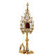 Neogothic gold plated brass reliquary with statues h 22 1/2 in s7