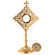 Reliquary with square frame and crystals in golden brass h 32 cm s5