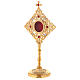 Square frame reliquary in gold plated brass with crystals h 12 1/2 in s3