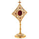 Square frame reliquary in gold plated brass with crystals h 12 1/2 in s4