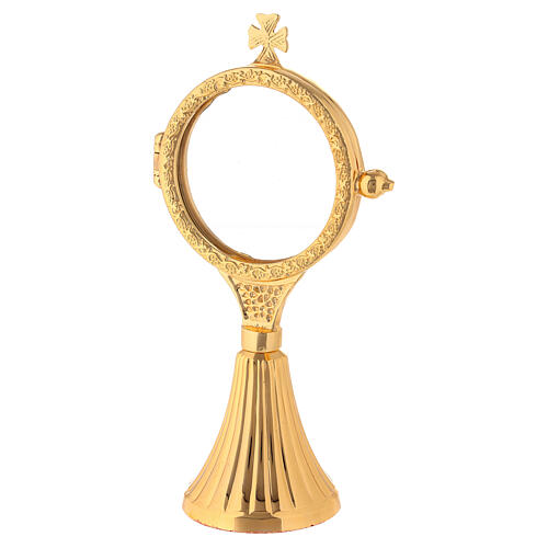 Monstrance with grape bunches and case in golden brass 6.5 cm 3