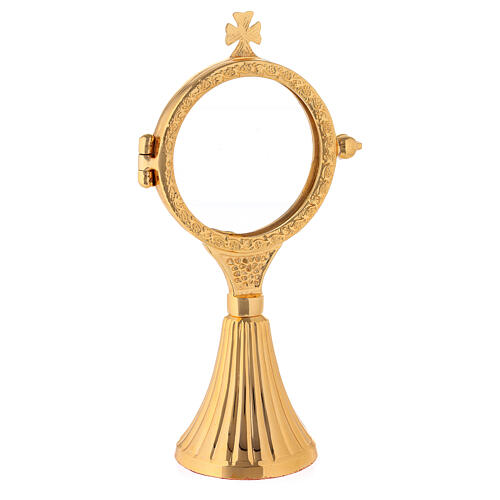 Monstrance with grape bunches and case in golden brass 6.5 cm 4