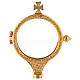 Monstrance with grape bunches and case in golden brass 6.5 cm s2