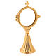 Monstrance with grape bunches and case in golden brass 6.5 cm s4