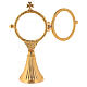 Monstrance with grape bunches and case in golden brass 6.5 cm s5