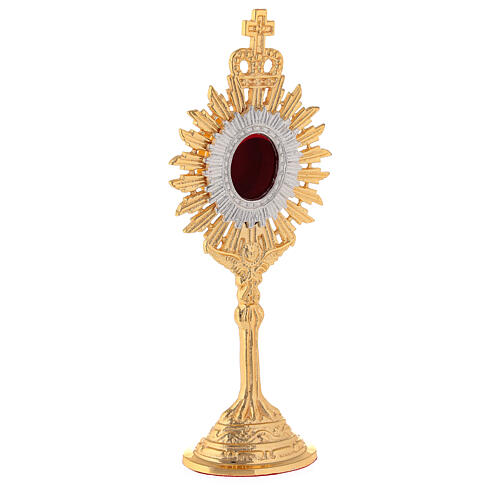 Mini reliquary in golden brass h 18 cm with royal crown and rays 4