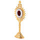 Mini reliquary in golden brass h 18 cm with royal crown and rays s3