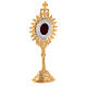 Mini reliquary in golden brass h 18 cm with royal crown and rays s4