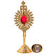 Mini reliquary in golden brass h 18 cm with royal crown and rays s5