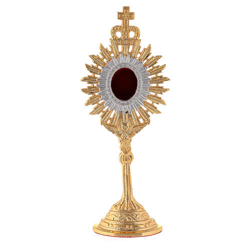 Mini reliquary in gold plated brass h 7 in royal crown and rays 1