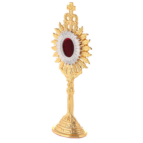 Mini reliquary in gold plated brass h 7 in royal crown and rays 3