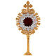 Mini Reliquiar zweifarbigen Messing gotischen Stil dreilappigen Kreuz 19.5cm s2